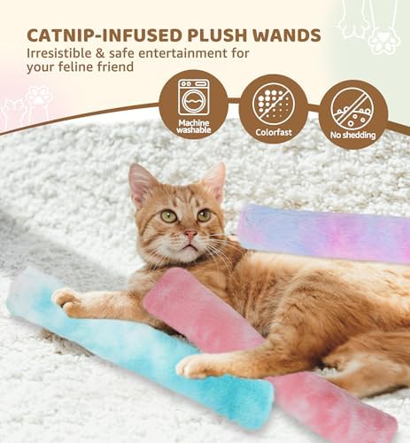 3 Pack Cat Kicker Toy Pillows, Interactive Plush Toys with Catnip Inside, Soft Durable Kick Sticks Teething Chew Toy, Cat Body Pillows for Indoor Cats & Kittens, Promote Exercise, Play & Cuddle - Image 2