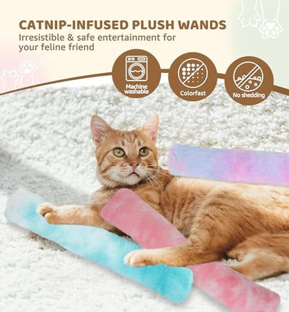 3 Pack Cat Kicker Toy Pillows, Interactive Plush Toys with Catnip Inside, Soft Durable Kick Sticks Teething Chew Toy, Cat Body Pillows for Indoor Cats & Kittens, Promote Exercise, Play & Cuddle - Image 2