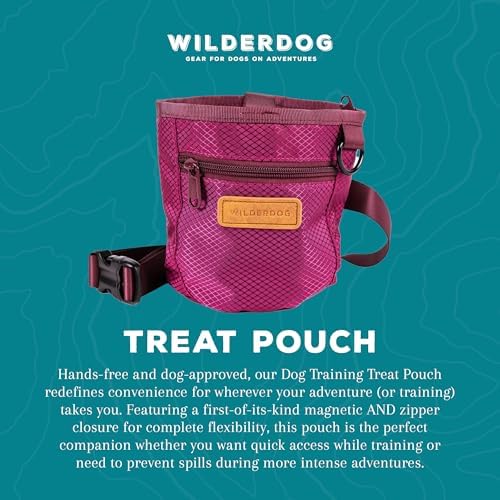 Wilderdog Dog Training Treat Pouch with Magnetic and Zipper Closure, Carabiner Attached, Adjustable Waist Strap - Magenta - Image 2
