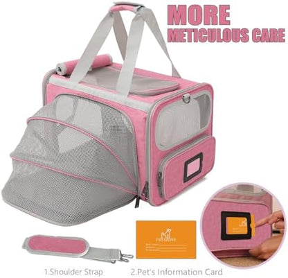Soft Cat Carriers Pink Small Dog Carrier Airline Approved,Expandable Pet Carrier,Strudy,Ventilated,Soft Sided Pets Carriers Cage,Durable Small Animals Travel Bag Outdoor Carry Kennel - Image 3