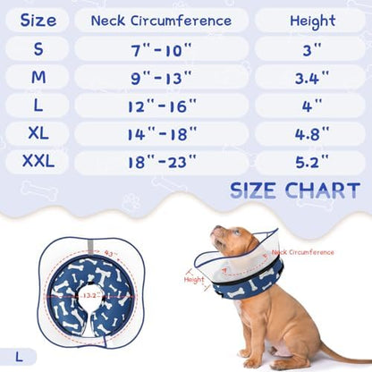 Supet Raised Inflatable Dog Cone Collar to Stop Licking, Soft Dog Cone Alternative After Surgery, Pet Neck Donut Collar for Small Medium Large Dogs - Image 6
