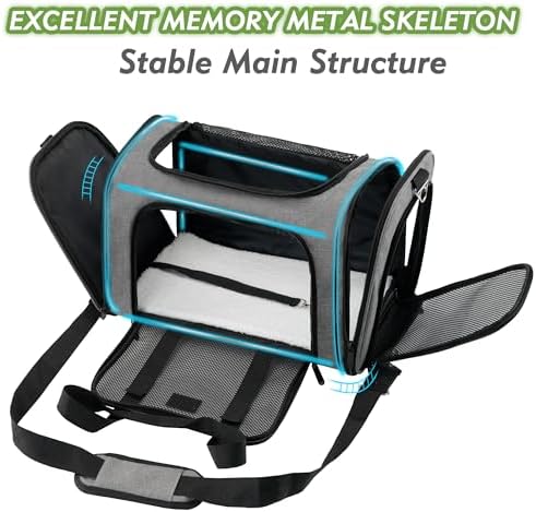 Soundy Large Cat Carrier Dog Carrier Under 25 Lbs,Collapsible Ventilated Portable Pet Bag with Soft Sided Breathable Mesh for Long Car Trips Maxi Load 2 Kittens or Small, Medium Dog (Large Grey) - Image 2