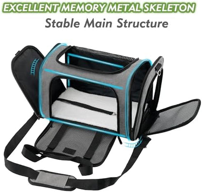 Soundy Large Cat Carrier Dog Carrier Under 25 Lbs,Collapsible Ventilated Portable Pet Bag with Soft Sided Breathable Mesh for Long Car Trips Maxi Load 2 Kittens or Small, Medium Dog (Large Grey) - Image 2