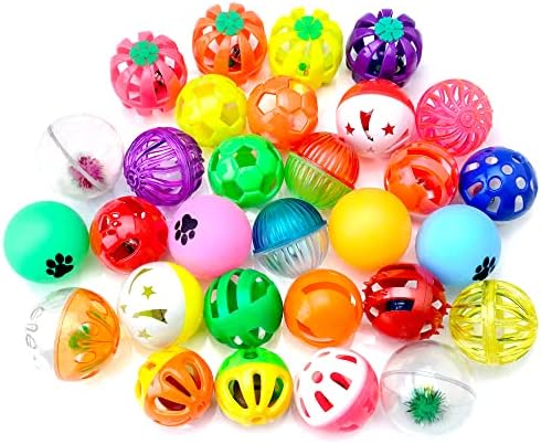 CHIWAVA 48PCS Plastic Noisy Cat Toy Ball with Bell Kitten Chase Toys 8 Type - Image 6