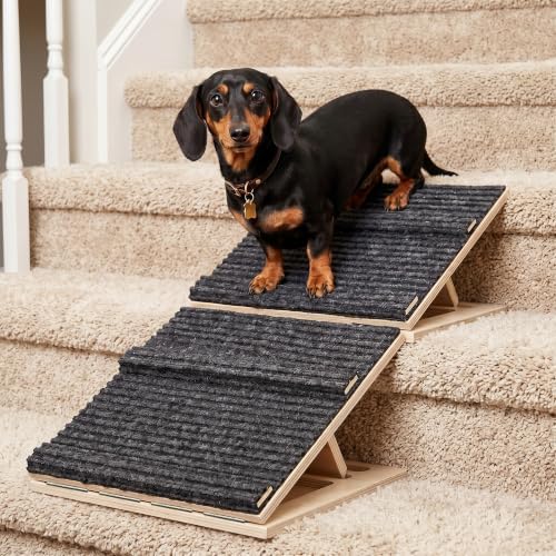 2 Pack Dog Ramp for Stairs, Foldable Dog Stair Ramp with Triangular Support by Unknown