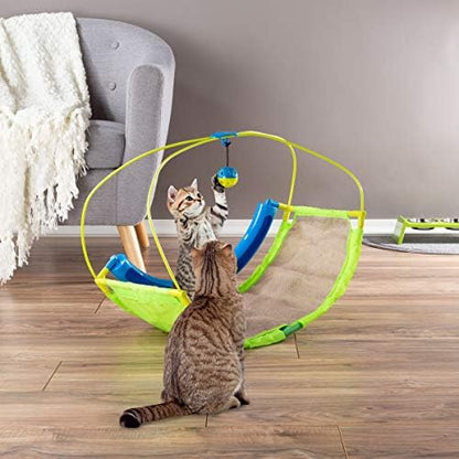 PETMAKER Interactive Cat Toy Rocking Activity Mat- Swing Playing Station with Sisal Scratching Area, Hanging Toy, Rolling Ball for Cats and Kittens - Image 5
