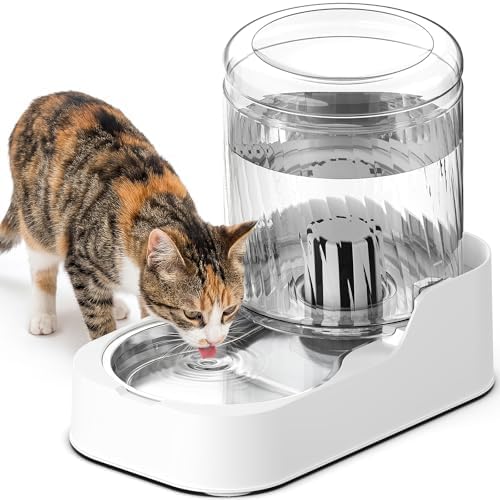 JUNSPOW Automatic Cat Water Dispenser with Stainless Steel Bowl by JUNSPOW