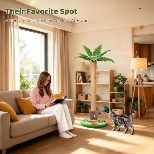 【Material Upgrade】 Famifit 50.8" Plant Cat Scratching Post, Tall Cat Tree - Image 6