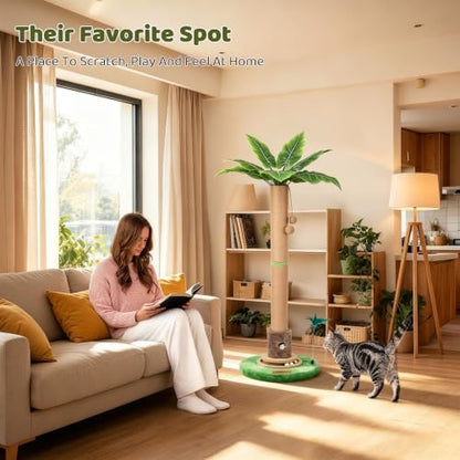 【Material Upgrade】 Famifit 50.8" Plant Cat Scratching Post, Tall Cat Tree - Image 6