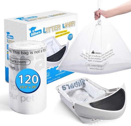 Litter Box Liner Bag Compatible with Cat litter Box Robots 3 and 4, 120 Pack - Extra Thick Waste Bags for Self-Cleaning Pet Kitty Litter Box Drawer Liners, 9-11 Gallons Kitchen Trash Bags by Bilibara