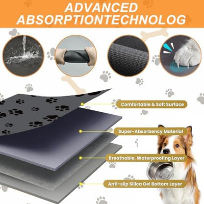 18"×30" Dark Grey Absorbent Dog Mat for Food and Water Bowl- Quick Dry Durable Feeding Mat for Dog and Cat Easy Cleaning Pet Supplies for Messy Pets - Image 6