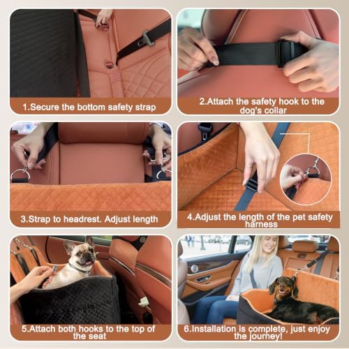 Vivifying Large Dog Car Seat for Back Seat, 4 in Cushion Booster Bed, Brown - Image 6