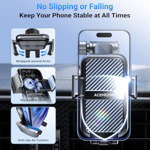 3-in-1 Car Phone Holder [122+LBS Strongest Suction & Stable Clamp Arm] 360° Adjustable Car Phone Mount, Cell Phone Holders for Your Car for Dashboard Vent, All Smartphones & Car Models - Image 4
