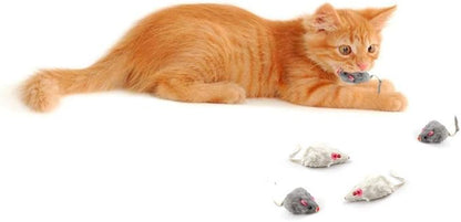 Real Fur Mice Rattle 12 Pack, Cat Toys Rainbow Mice Rabbit Feather for Cats and Kittens