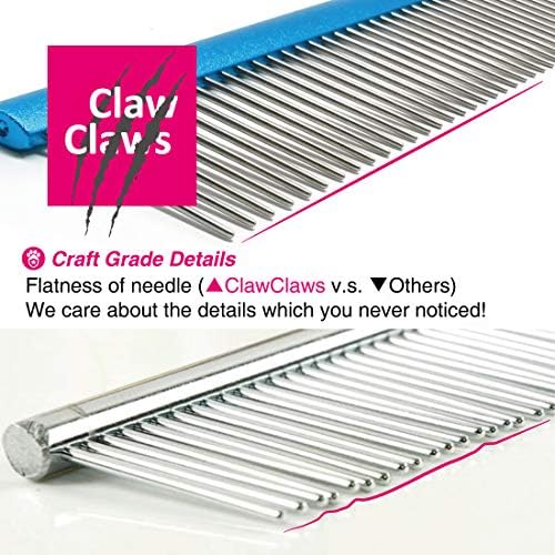 Greyhound Comb with Oval Handle for Dogs and Cats, Removing and Shedding Matted, Tangled Hair, Metal Comb with Stainless Steel Pins, Detangling Grooming Tool, Pet Comb (20% Fine Spacing)… - Image 5