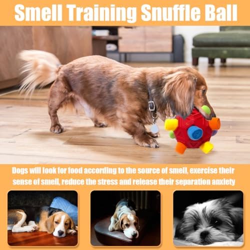 Dog Snuffle Ball-Interactive Puzzle Dog Toys Encourage Natural Foraging Skills Slow Feeder for Training and Stress Relief, Cloth Strip Hiding Food Chew Toys for Any Size Dogs, Machine Washable (Red) - Image 5