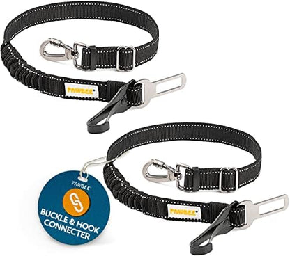 Pawbee 3-in-1 Safety Dog Seat Belt for Cars, Adjustable, Elastic Bungee Harness with Easy Clip for Medium to Large Dogs, 2 Pack by PAWBEE%C2%AE