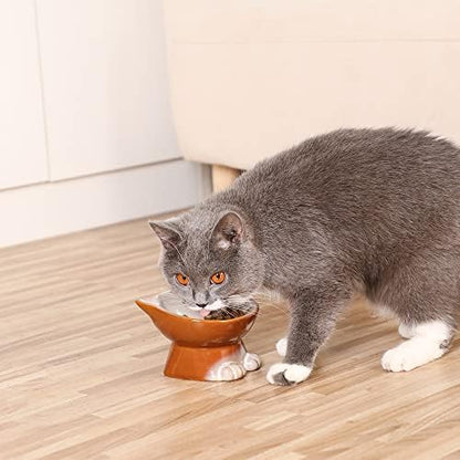 Nihow Elevated Cat Bowls,5 Inch Ceramic Raised Cat Food Bowl for Feeding - Image 5