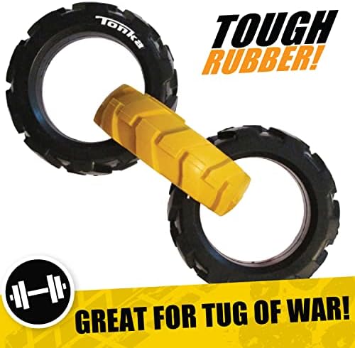 Tonka Rubber 3-Ring Tug Dog Toy, Lightweight, Durable and Water Resistant, 7.5 Inches, for Medium/Large Breeds, Single Unit, Yellow/Black - Image 3