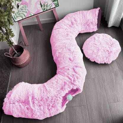 Cat Bed Tunnel Tube Toy Pink Plush - Image 5