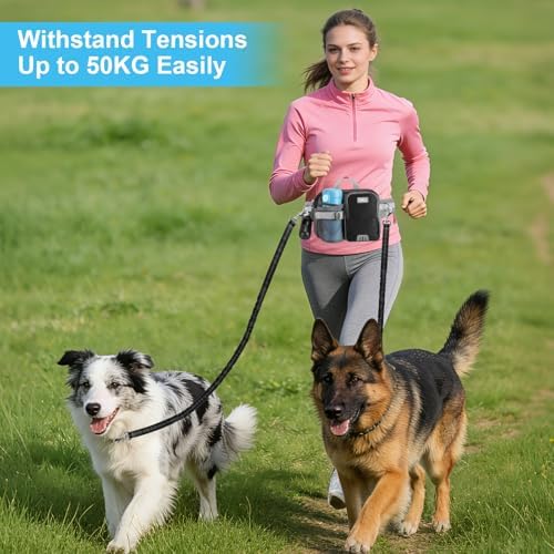 ETACCU Hands Free Dog Leash with Phone Pouch for 2 Dogs Water Bottle Holder - Image 6
