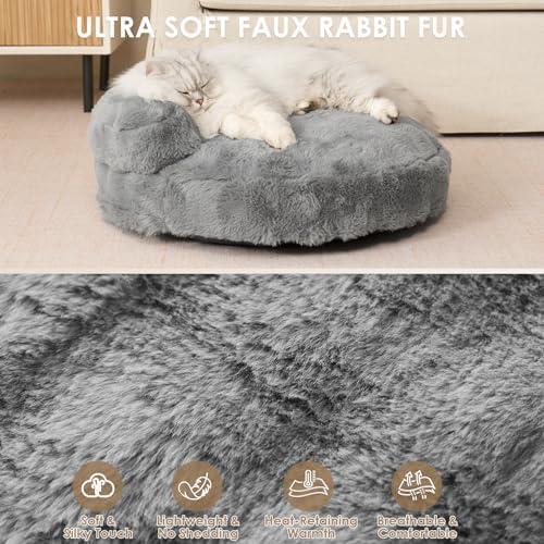 EHEYCIGA Soft Dog Couch Bed for Large Dog, Fluffy Medium Dog Bed with Removable Washable Cover, Bolster Pet Sofa, Waterproof and Non-Slip, 36" x 36"x 9", Grey - Image 4