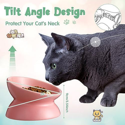 Hushee 4 Pcs Ceramic Raised Cat Food Bowls Elevated Tilted Dish Anti Vomiting Food or Water Bowls Pet Supplies - Image 3