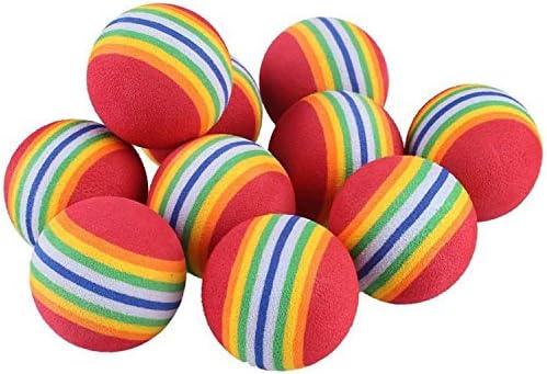 VOVIGGOL 12 Pack 2 Color Rainbow Cat Toy Balls Soft EVA Foam Interactive Indoor Kittens Favorite Toys 1.38" Dia. Small Dogs Puppies Toy Balls Bulk Activity Chase Quiet Play Sponge Ball - Image 4