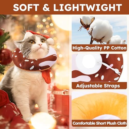 Hpetppy Cat Cone Collar Soft, Cat Recovery Collar for Wound Healing Cute Donut Adjustable Kitten Cones to Stop Licking Comfortable Lightweight Neck Elizabethan Collars for Cats Kittens After Surgery - Image 3