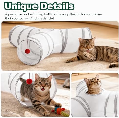 Love's cabin Cat Tunnel for Indoor Cats, 3-Way Collapsible Play Tunnel - Image 5