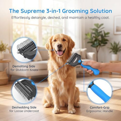 Deshedding Dog Brush，3-in-1 Undercoat Rake for Dogs (Black) - Image 4