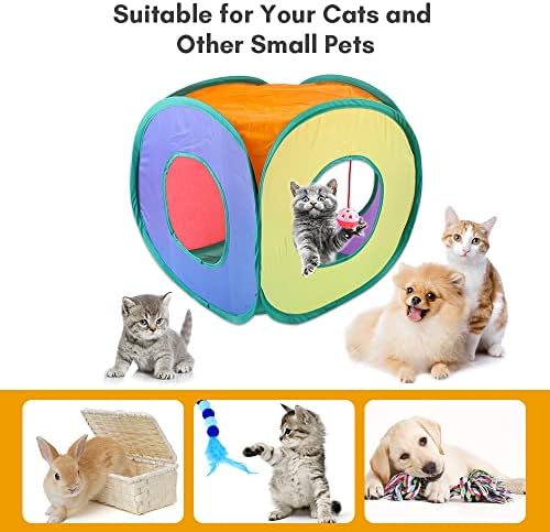 Cat Play Tunnel,Occupiedpet Collapsible Cube Tent with 3 Entry Points - Image 2