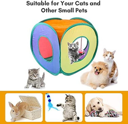 Cat Play Tunnel,Occupiedpet Collapsible Cube Tent with 3 Entry Points - Image 2