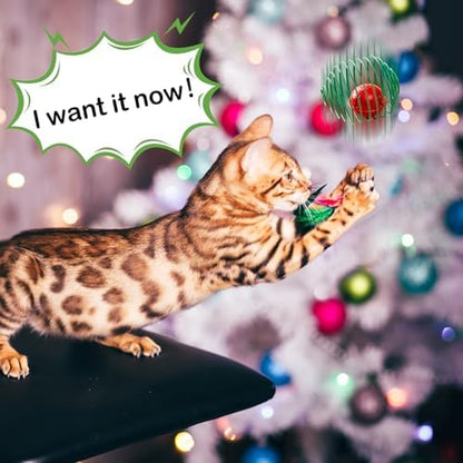 Jecery 5 Pcs Cat Toys Spring,Bell,Christmas Colors - Image 5