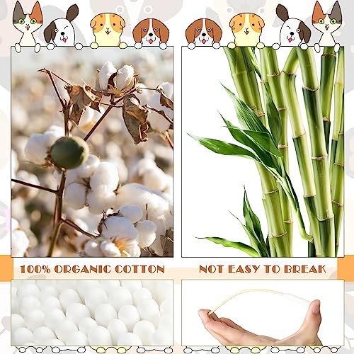 Sweetude 500 Pcs 6 Inch Dog Ear Cotton Swabs Long Cotton Swabs Pet Cotton Swabs Pets Ear Cleaner Swabs with Long Bamboo Handle for Dogs Cats Ear Cleaning Supply for Puppies and Pets - Image 3