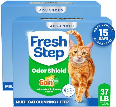 Fresh Step Advanced Odor Shield Clumping Cat Litter with Gain, 18.5 lb, 2Pk by FreshStep