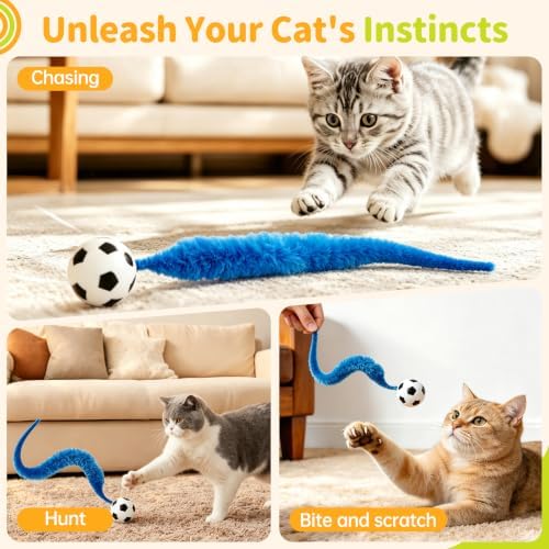 SHENGSEN Bouncy Ball with Tail Cat Toys 3 Pieces - Image 4