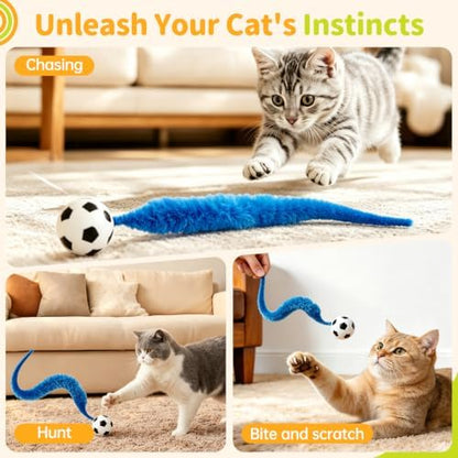SHENGSEN Bouncy Ball with Tail Cat Toys 3 Pieces - Image 4