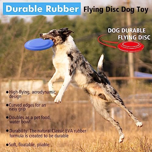 XIGOU Dog Flying Disc - Durable Rubber Flying Disc Dog Toy - 9.25" Indestructible Rubber Dog Flying Discs Flyer Dog Toys - Puncture Resistant & Bite Resistant Extremely - for Medium Large Dogs - Image 6