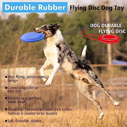XIGOU Dog Flying Disc - Durable Rubber Flying Disc Dog Toy - 9.25" Indestructible Rubber Dog Flying Discs Flyer Dog Toys - Puncture Resistant & Bite Resistant Extremely - for Medium Large Dogs - Image 6