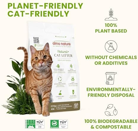 Natural Unscented Cat Litter - 10 lbs - Plant-Based, Clumping, Biodegradable, Non-Toxic, Compostable, Eco-Friendly, Odor Control, Low Dust, Safe for Cats & Kittens. (Pack of 2) - Image 5