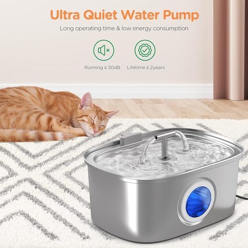 Cat Water Fountain Stainless Steel: /. Pet Water Fountain, Water Fountain for Cats Inside with    - Image 5