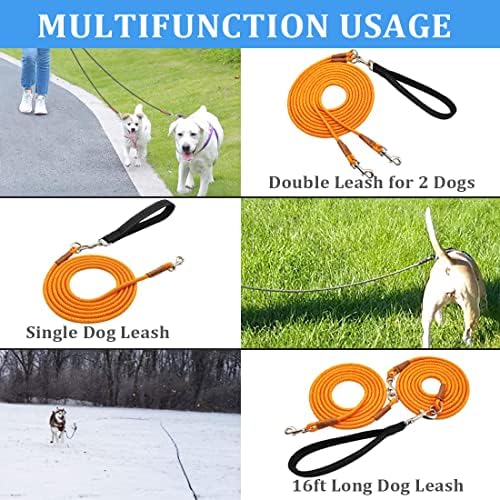 8 FT Double Dog Leash, 1/4" Rope Dual Lead, 2 Way Dog Leash - Image 6
