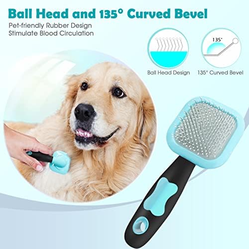 Slicker Brush, Dog Brush Gently Cleaning Pin Brush For Shedding Dog Hair Brush For Small Dogs Puppy Yorkie Poodle Rabbits Cats One Size Blue - Image 4