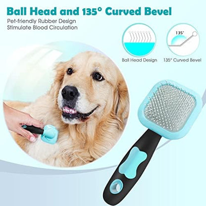 Slicker Brush, Dog Brush Gently Cleaning Pin Brush For Shedding Dog Hair Brush For Small Dogs Puppy Yorkie Poodle Rabbits Cats One Size Blue - Image 4