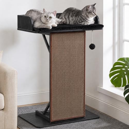 Modern Wood Cat Tree Tower for Indoor Large Adult Cats with Big Perch Bed by FeliskynCatTreeTower