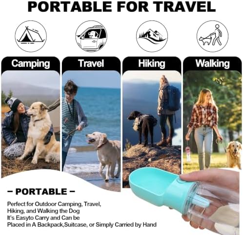 Blue Large Portable Dog Water Bottle(17oz) with Food Container - Image 5