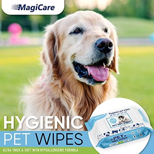 MAGICARE Pet Wipes – 100 pcs Dog Wipes – 8x8 Inch Unscented Dog Paw Cleaner Wipes for Body, Ears, Face, and Skin – Ultra Thick and Soft with Hypoallergenic Formula – Ideal Pet Wipes for Dogs & Cats - Image 2