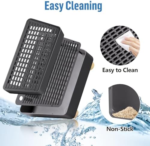Extra Large 2 Steps Cat Litter Box Step Ramp, Cat Litter Catcher Mat with Wooden Feet, Filter Function, Cat's Pedal Stool for Self-Cleaning Litter, Suitable Kitten & Elderly Cats (Dark Grey) - Image 5