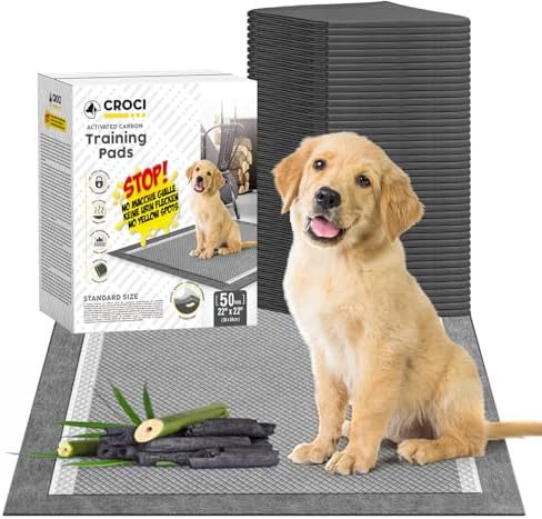 CROCI Charcoal Pee Pads for Dogs Odor Control Leak Proof 22x22in 50Ct by CROCI